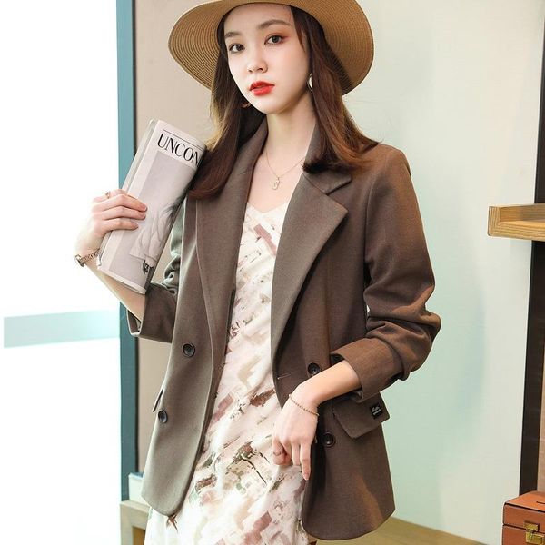 

women's suits & blazers 2021 fashion khaki jacket coat double breasted business women work office ladies long sleeve fall winter casual, White;black