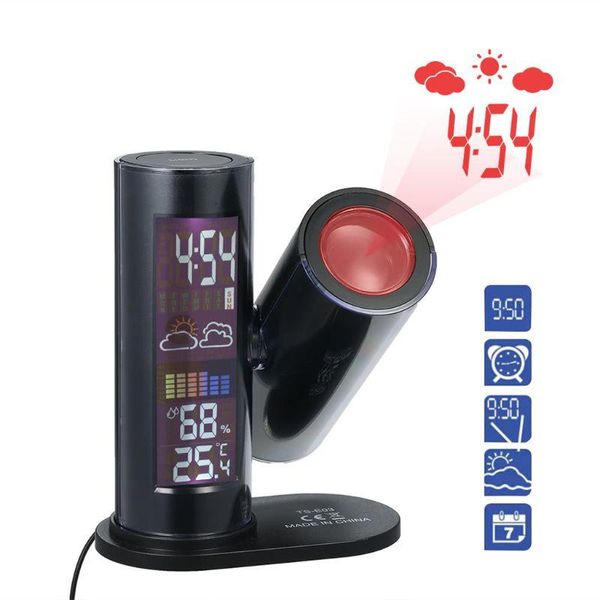 

desk & table clocks digital alarm clock weather station led temperature humidity forecast snooze with time projection