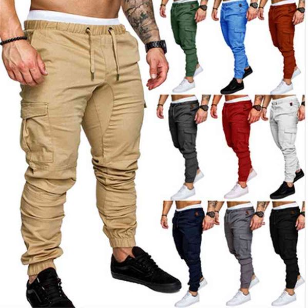 

2019 tooling multi pocket pants men's woven leisure leggings, Black