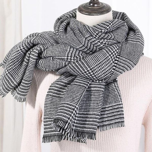 

scarves 2021 winter cashmere warm scarf for women fashion print pashmina scarfs female black big shawls and wraps neck lady, Blue;gray