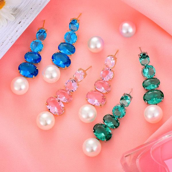 

dangle & chandelier kellybola jewelry ladies fashion luxury earrings zircon pearl party elegant accessories 2021, Silver