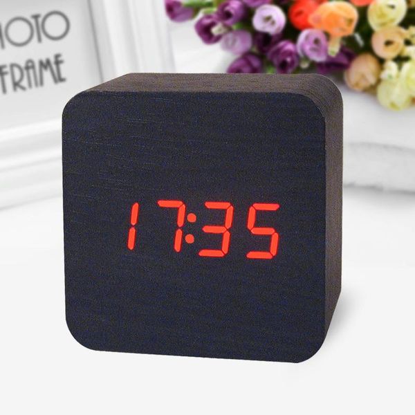 

desk & table clocks wooden led digital alarm clock voice activated date and time temperature alternate display beautiful home decoration pro