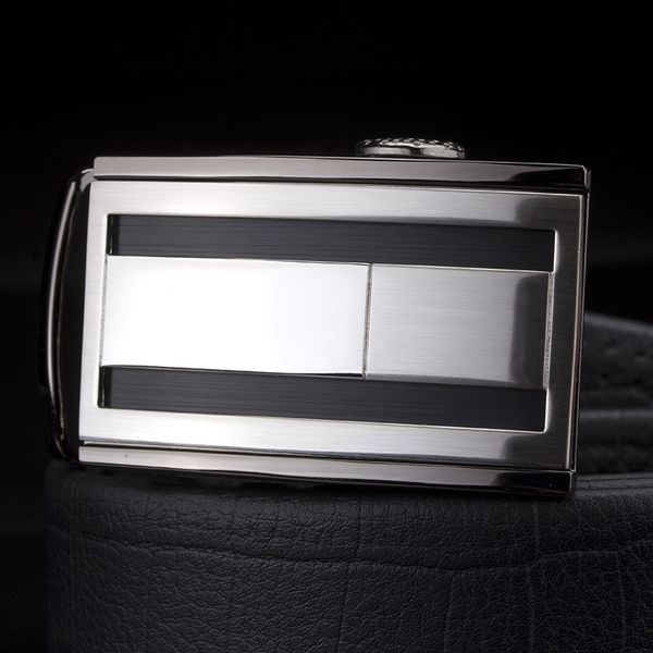 

belt men's leather embossed smooth alloy automatic buckle belt versatile business leisure, Black;brown
