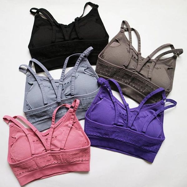 

yoga outfit woman energy bra seamless running cross strappy back with pads sport fitness activewear