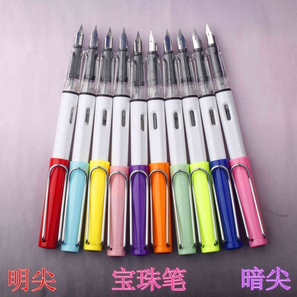 

upright transparent student plastic pen replaceable ink bag jewel printing set