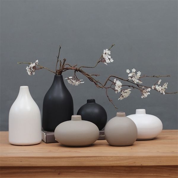 Vaso de cerâmica Zen japonês, moderno chinês casa de decoração antiga, decorações de gabinete de TV 211215