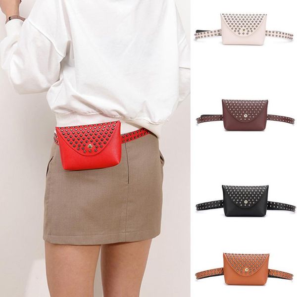 

waist bags women bag waterproof fashion outdoor rivets hasp solid color messenger chest pouch sports
