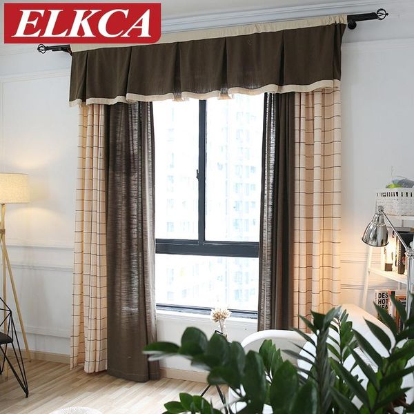 

curtain & drapes japan style faux linen curtains for living room solid color/ plaid joint modern kids window bedroom