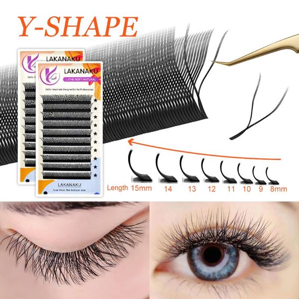 

false eyelashes y-shaped lashes trays premium yy eyelash extensions brazilian 2d premade fan fast fanning volume cilios