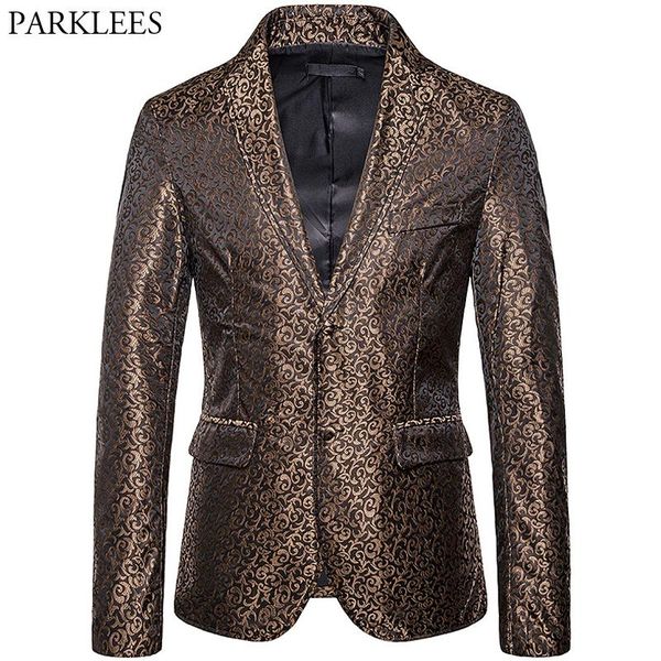 

men's suits & blazers mens luxury floral printed two buttons blazer jacket 2021 fashion suit large size men wedding party dance stage c, White;black