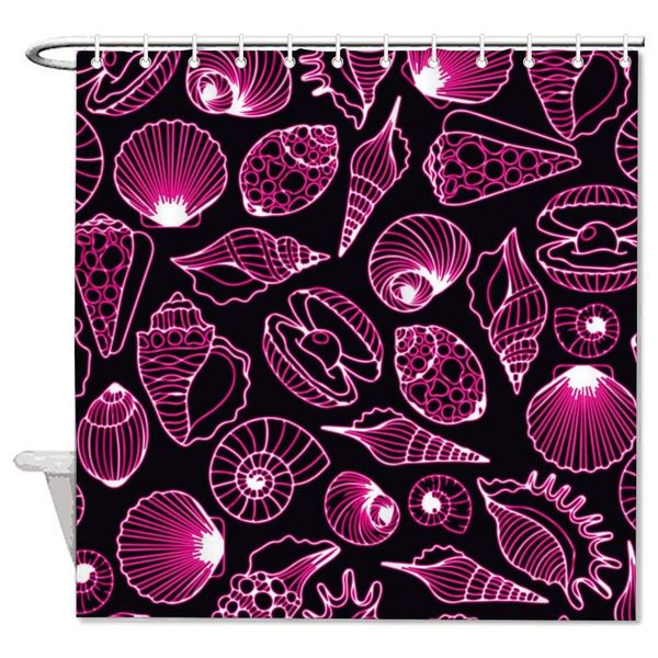 

purple marine shell pattern waterproof shower curtains for bathtub shower novelty fabric bathroom liner decorative polyester