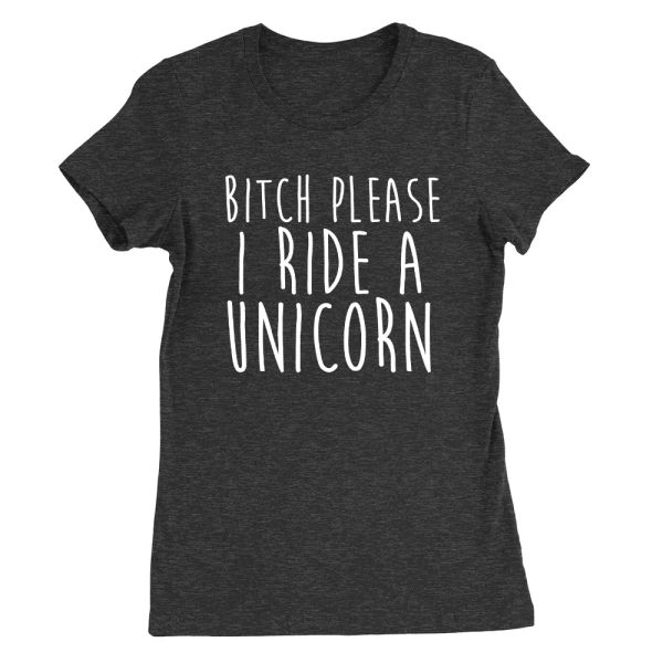 

i ride a unicorn womens t-shirt funny joke cool quote gift top, White;black