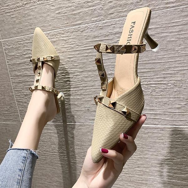 

sandals gladiator women jelly pointed toe high heels party 2021 summer house slippers sapatos femininos zapato muje, Black