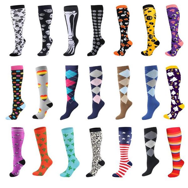 

sports socks running compression sock gradient 15-20mmhg chaussette de medias compresion, Black