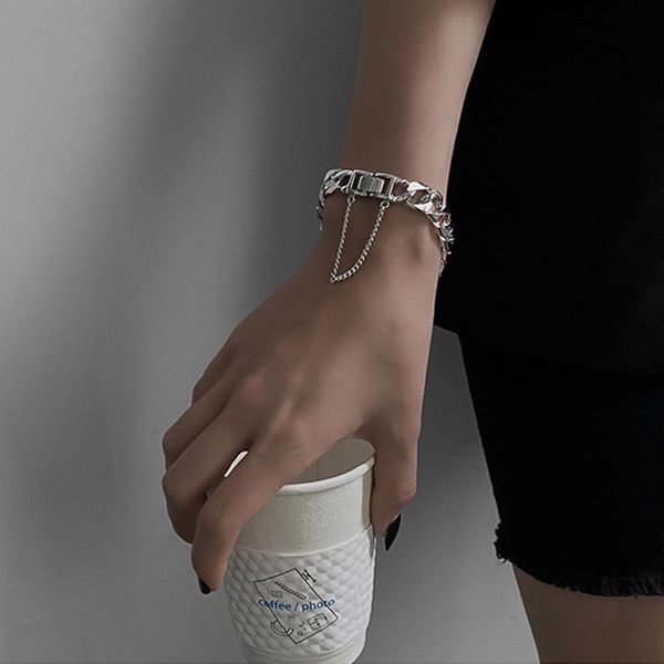 

link, chain metal bracelet men and women cold wind niche design bracelets punk personality couple, Black