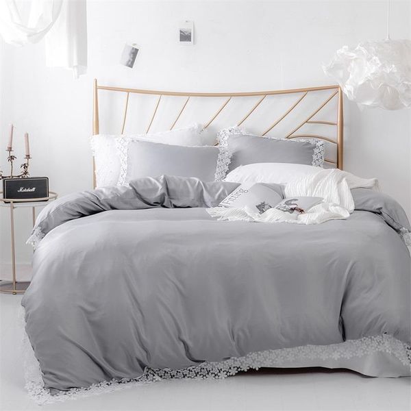 

bedding sets lace translucent solid grey white set kid duvet cover 220x240  king bedclothes bed sheet 150x200 covers home