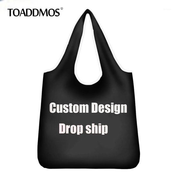 Сумки для хранения Toaddmos Custom Custom Logo / дизайн многоразовые покупки эко холст сумки женщин складной покупатель сумка женское блюда