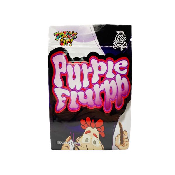 

purple flurpp 3.5 gram empty mylar bags laminated 4*6inch stand ziplocks jokesup jokes up series smell proof edible plastic packaging bag
