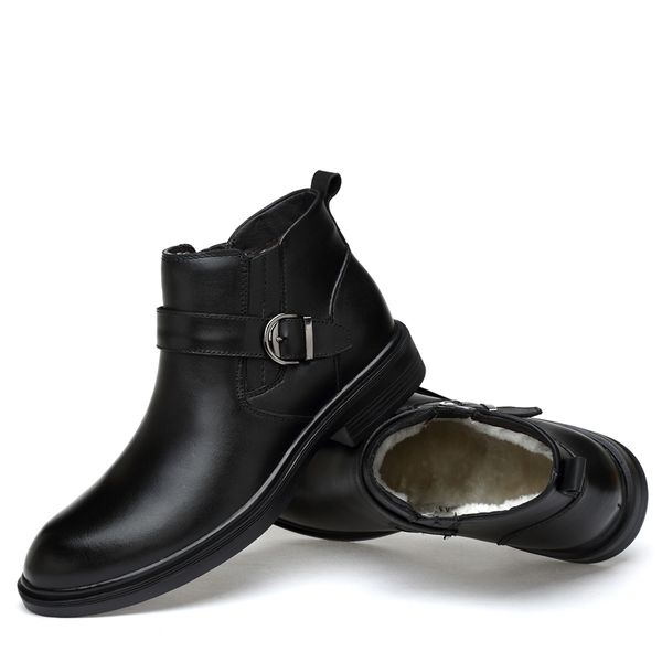 

men boots ankle boots autumn and winter man shoes warmest winter snow, Black