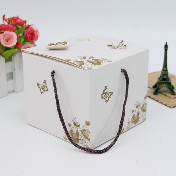

gift wrap 5pcs 11.5*11.5*10cm white paper square box for cookies butterfly design wedding candy baking cupcake packaging