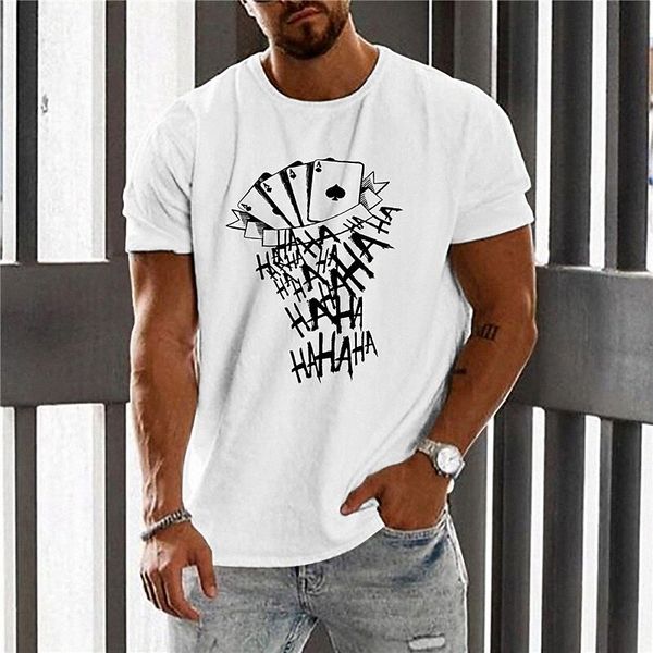 

men's t shirt stamping graphic prints poker crew neck casual daily print short sleeve basic designer big and tall white black s257#