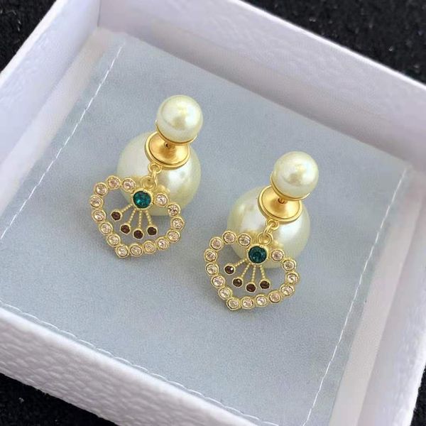 

70% off luxury jewelry 2021 new fashion earrings pearl color love dijia letter pure silver needle versatile earrings, Golden