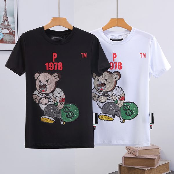 

wholesale men skull t shirt geometric pattern summer casual tee fashion ins style streetwear loose sport hip-hop mature trendy t shirts, White;black