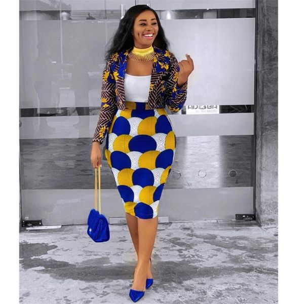 

ethnic clothing fashion 2pcs set african dresses for women 2021 s dahsiki print coat skirts suit ladies plus size clothes party, Red