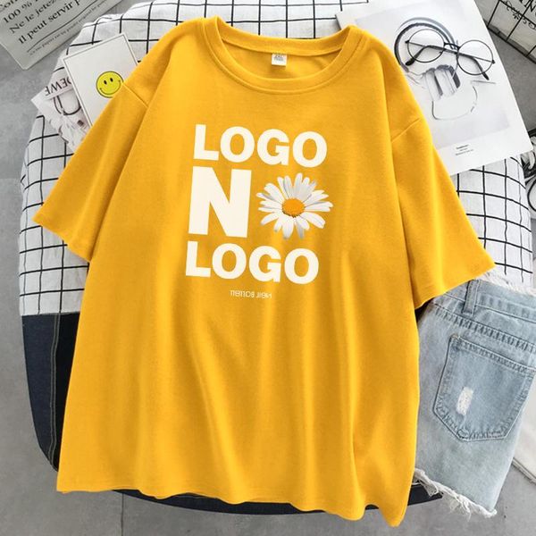 

logo no nogo chrysanthemum print t-shirt women summer casual o-neck breathable t shirt soft comfortable shirts women's, White