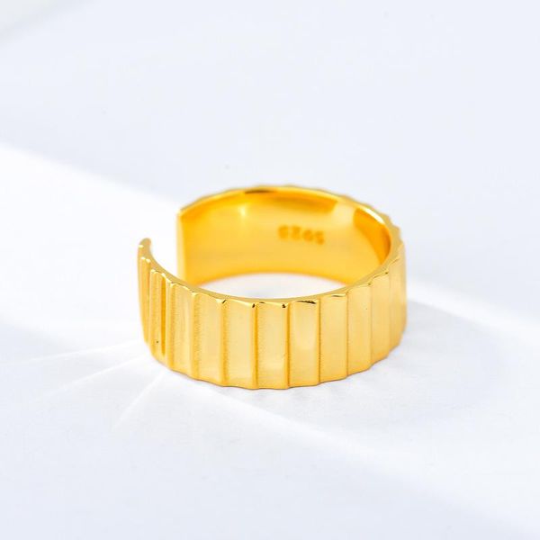 

cluster rings korean minimalist niche design ladder opening ring s925 sterling silver adjustable personality joker europe and america, Golden;silver