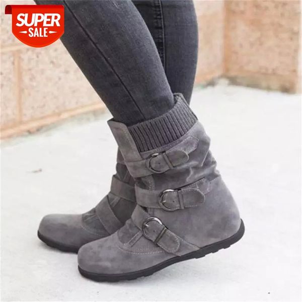 

new women warm snow boots arrival flat plush casual ladies shoes woman plus size autumn winter buckle female mid calf boots #8z0w
