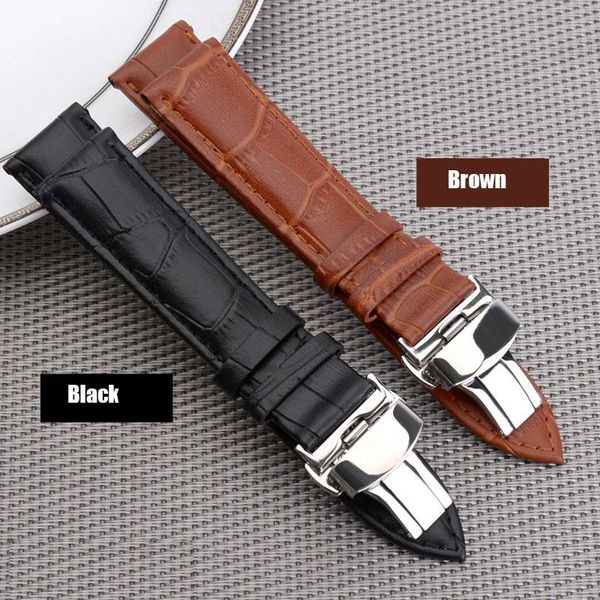 

watch bands double click the butterfly leather accessories watchband brown / black 18/20/22 one generation, Black;brown
