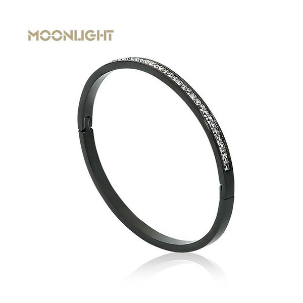 

fashion charm white shiny zircon four colors jewelry bracelets for woman elegance wedding party gift bangle, Black