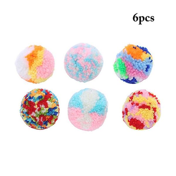 

cat toys 6pcs toy interactive colorful fuzzy pompom balls fun kitten favorite ball juguetes para gatos pet supplies