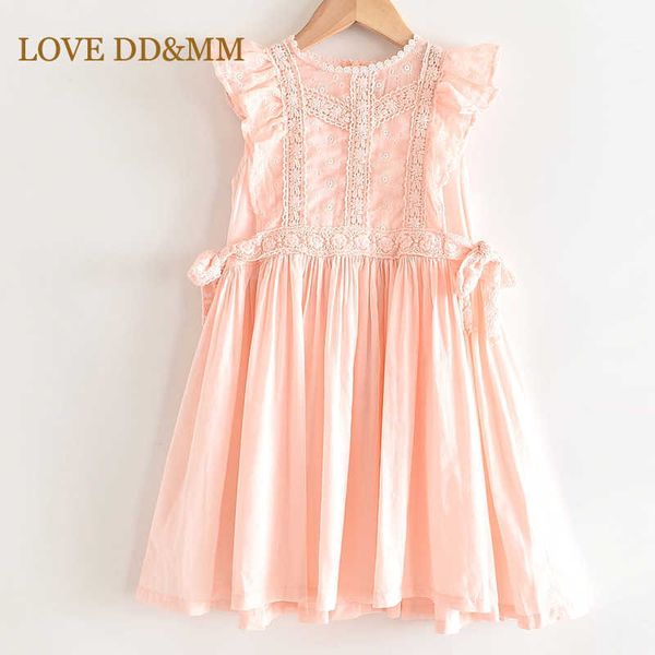 

love dd&mm girls dresses summer kids clothing fashion sweet lace embroidery bow mesh princess dress for girl 3-8 years 210715, Red;yellow