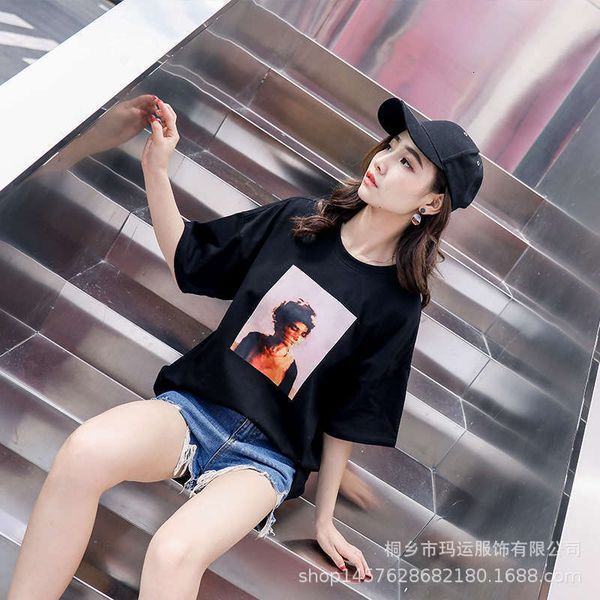 

loose casual dresses summer printed short sleeve men's and women's same style couple's large cotton t-shirt, Black;gray