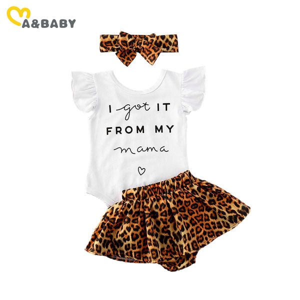 0-24m Summer Born baby Girl Roupas Set Leopard Outfits Carta Bodysuit + Shorts + Headband Bonito 210515