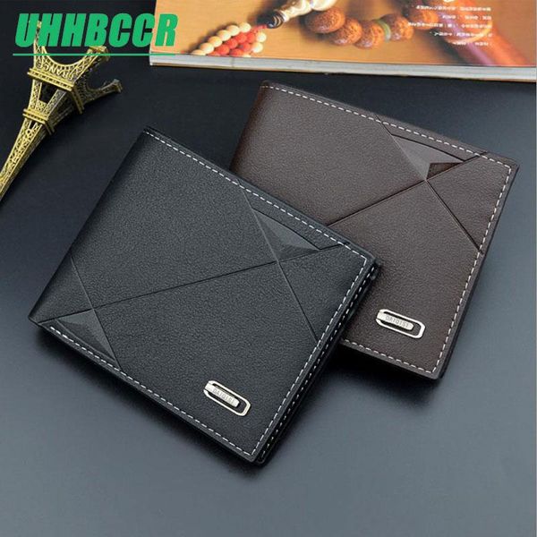 

vintage men leather wallet short slim male purses money clip dollar price portomonee carteria wallets, Red;black