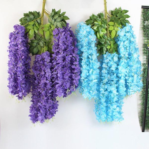 

decorative flowers & wreaths wisteria vine artificial silk garland arch wedding decoration home garden hanging plant wall decor 110cm 2021