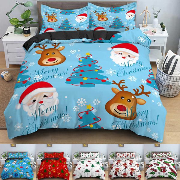 Conjunto de cama de lenço de luxo 3d tampa de edredão de Natal colcha de cervo com fecho de zíper 2/3 pcs rainha de tamanho duplo conjunto de conjuntos