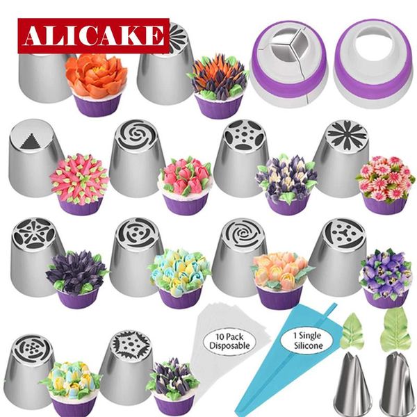 

baking & pastry tools russian piping tips cream nozzles set for cake tool bag and bakery accessories decorating