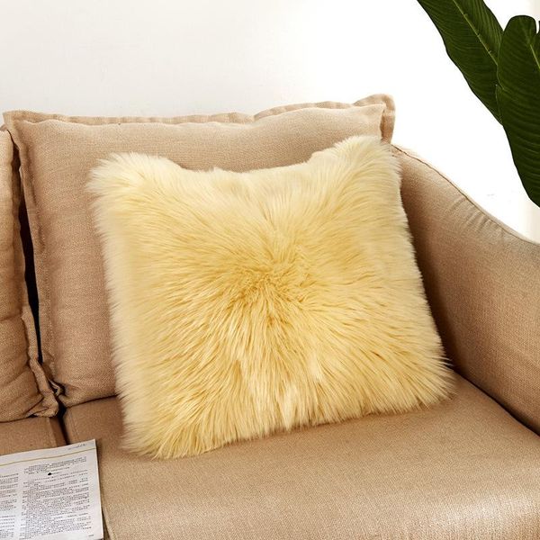 

pillow case winter fur plush square throw sofa waist cushion cover home decor