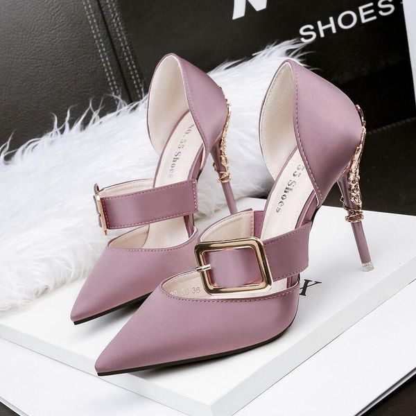 

34-39 size summer women shoes 8-9cm high heel pointed toe sandals fashion thin party ladies, Black