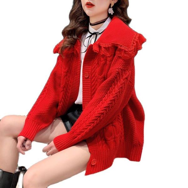 

women's knits & tees women korean of loose lazy wind sweater jacket 2021 female spring autumn net infrared wear knitted cardigan coat a, White