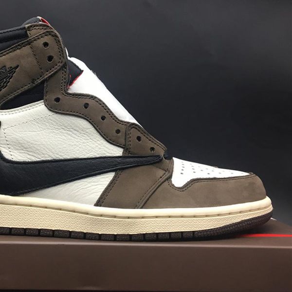 

travis scott x air 1 high og cd4487-100 ts sp 1s i women men causal sports shoes sneakers suede trainers with original box, Black;white