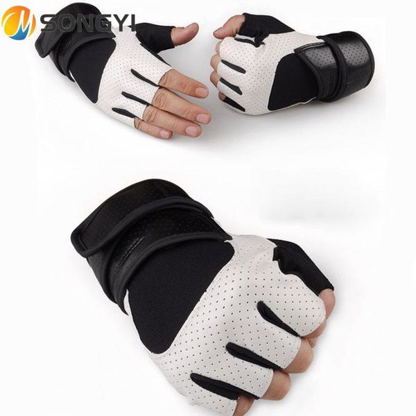 

cycling gloves songyi men bicycle antiskid sports fitness half finger mountain bike riding wristband y108, Black
