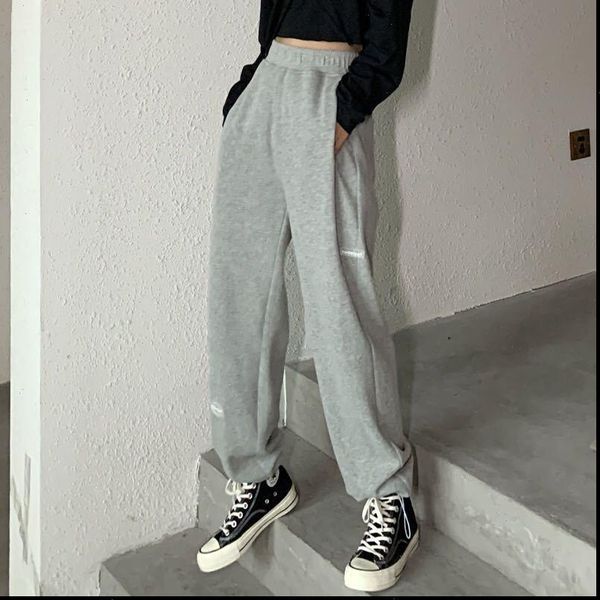

winter warm sweatpants baggy sports women capri korean style jogger loose gray sweat female, Black;white