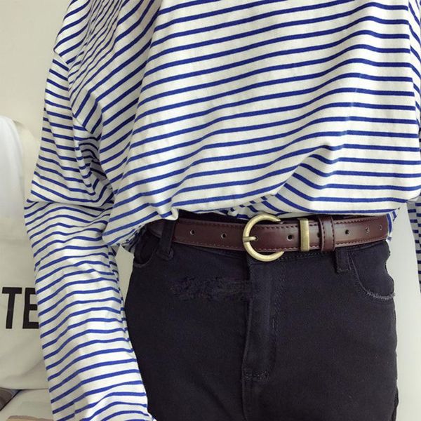 

belts women's retro thin belt simple wild pin buckle narrow side fashion decoration jeans student, Black;brown