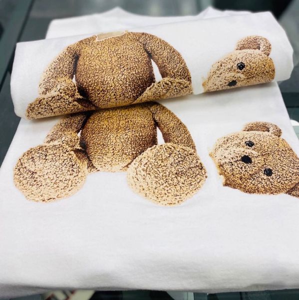 

fashion summer men t-shirts mans women's pa printed stylist tee palms mens printing short sleeve truncated bear angels couples tees, White;black