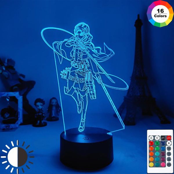 

night lights anime attack on titan led light levi ackerman figure model 3d lamp bedroom decoration manga kids birthday christmas gifts
